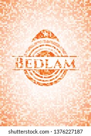 Bedlam orange mosaic emblem with background