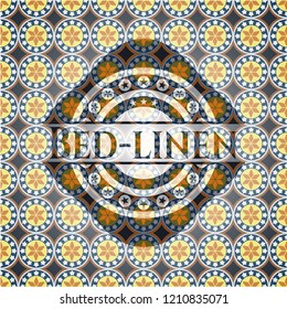 Bed-linen arabic style emblem. Arabesque decoration.