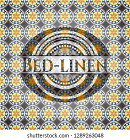 Bed-linen arabic style emblem. Arabesque decoration.
