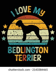 Bedlington Terrier silhouette vintage and retro t-shirt design