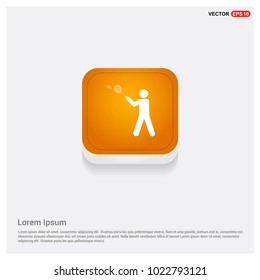 Bedminton Player Icon Orange Abstract Web Button