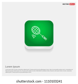 Bedminton and Shuttlecock IconGreen Web Button - Free vector icon