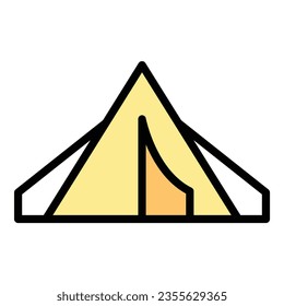 Bedouin camp tent icon outline vector. Arab desert. Caravan sahara color flat