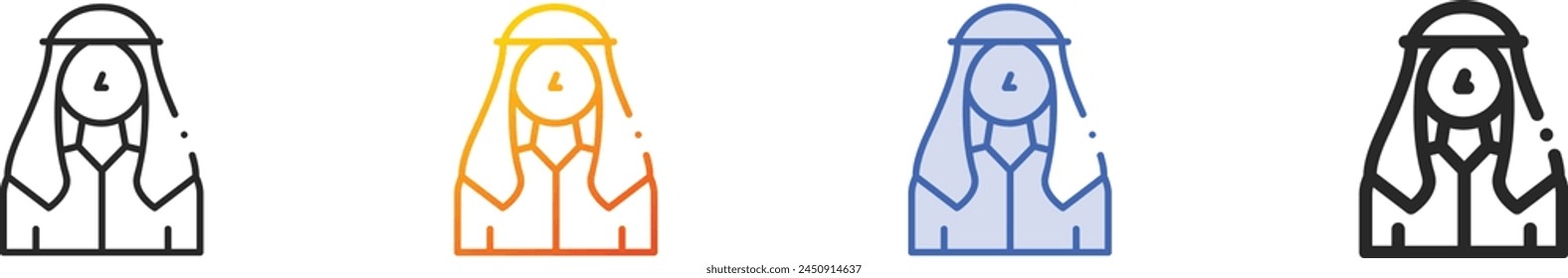 bedouin icon.Thin Linear, Gradient, Blue Stroke and bold Style Design Isolated On White Background