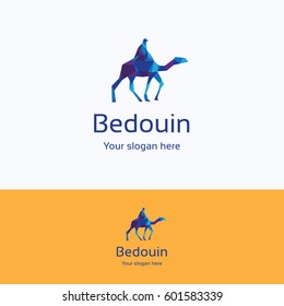 Bedouin nomad camel logo, middle east person logo isolated on white background.