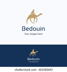 Bedouin nomad camel logo, middle east person logo isolated on white background.  