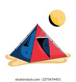 Bedouin tent flat icon, editable design 