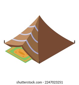 Bedouin tent icon isometric vector. Desert camp. Arab camel