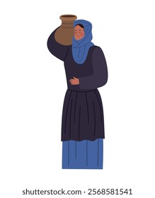 bedouin woman with vase isolated design