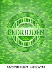 Bedridden green emblem with mosaic ecological style background