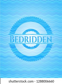 Bedridden light blue water wave style badge.