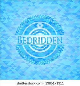 Bedridden realistic sky blue emblem. Mosaic background