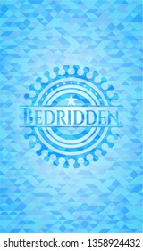 Bedridden sky blue emblem with mosaic background