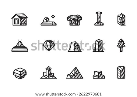 Bedrock layer line art icon
