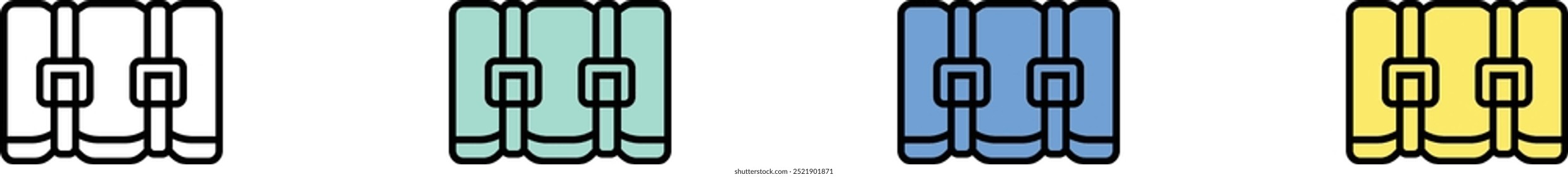bedroll icon. Outline, Green, Blue and Yellow Style Design Isolated On White Background