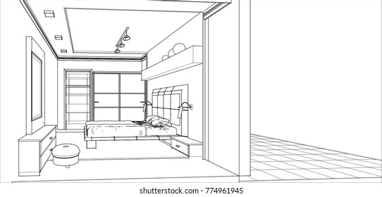 
bedroom, 3d illustration