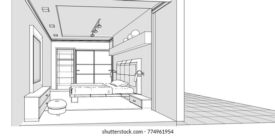 
bedroom, 3d illustration
