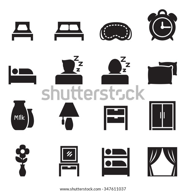 Bedroom Accessories Icons Set Stock Vector (Royalty Free) 347611037