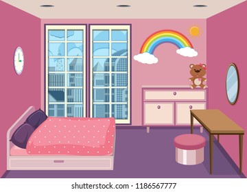 A bedroom at apartment building illustration