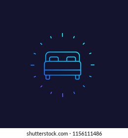 bedroom, bed vector line icon