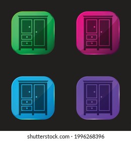 Bedroom Black Closed Closet For Clothes four color glass button icon