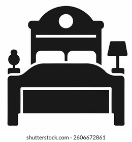 Bedroom black icon vector on white background.