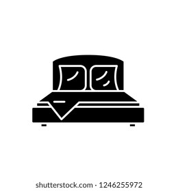 Bedroom black icon, vector sign on isolated background. Bedroom concept symbol, illustration 