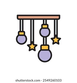 Bedroom Chandelier Icon Vector Illustration