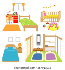 Bedroom, child's room, crib, Japanese style room