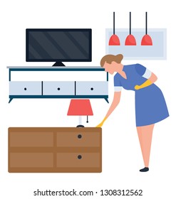 Bedroom cleaning illustration vector