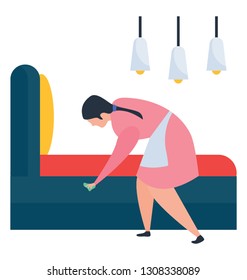 Bedroom cleaning illustration vector