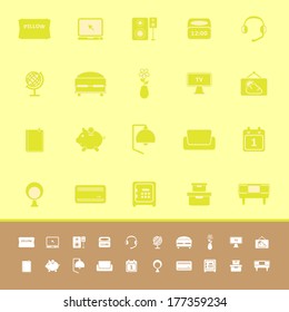 Bedroom color icons on yellow background, stock vector