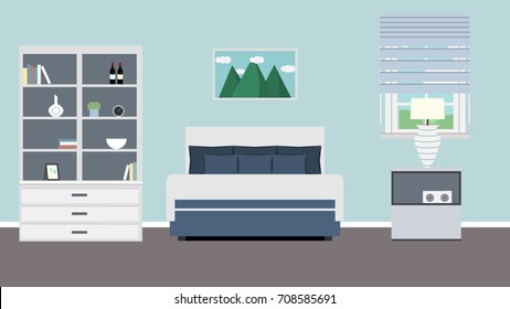 Bedroom with cupboard and window