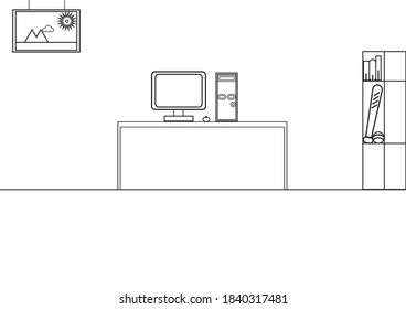 The bedroom is decorated in an elegant design. outline vector icon , outline vector picture