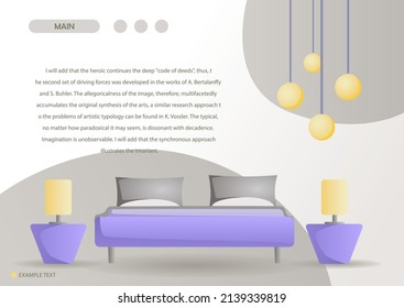 Bedroom design with bed, bedside table and lamps