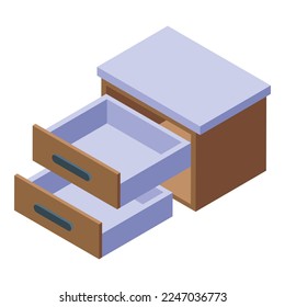 Bedroom drawer icon isometric vector. Furniture manufacture. Wood work