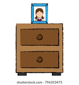 bedroom drawer with portrait