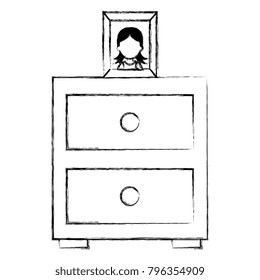 bedroom drawer with portrait