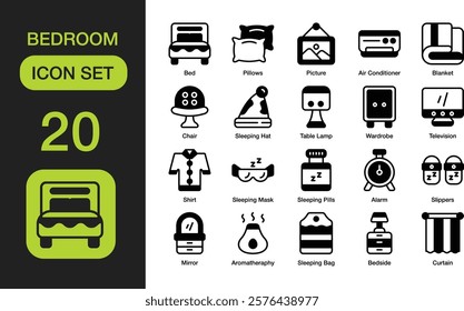 Bedroom Dual Tone Icon Set