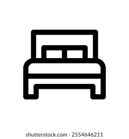 Bedroom. Editable stroke icon on white background.