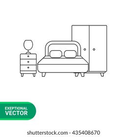 Bedroom ensemble line icon