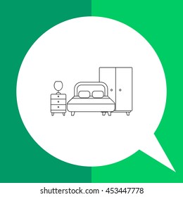 Bedroom ensemble line icon