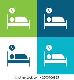 Bedroom Flat four color minimal icon set