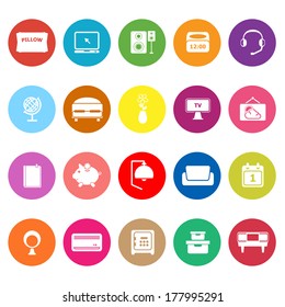 Bedroom flat icons on white background, stock vector