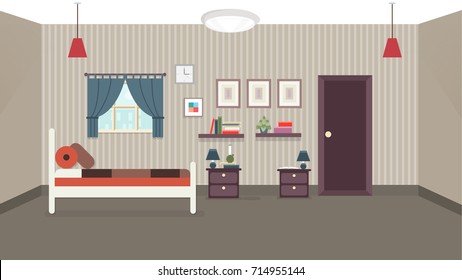 ilustración plana dormitorio