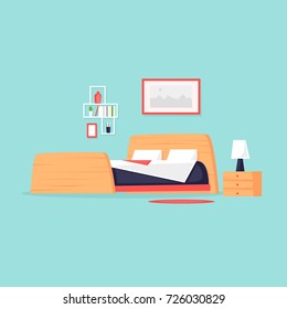 Bedroom. Flat vector illustration in cartoon style.