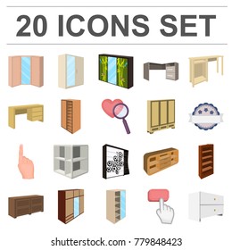 Bedroom furniture cartoon icons in set collection for design. Modern wooden furniture isometric vector symbol stock web illustration.