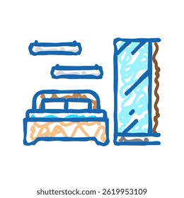 bedroom furniture doodle icon sketch vector. bedroom furniture sign. isolated symbol illustration