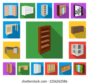 Bedroom furniture flat icons in set collection for design. Modern wooden furniture isometric vector symbol stock web illustration.