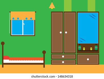 Bedroom Furniture. Interior Design. Vector